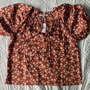 LOFT Rust Floral Blouse